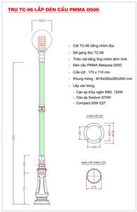 Cột trang trí DC 05B - TC 06 -đèn cầu